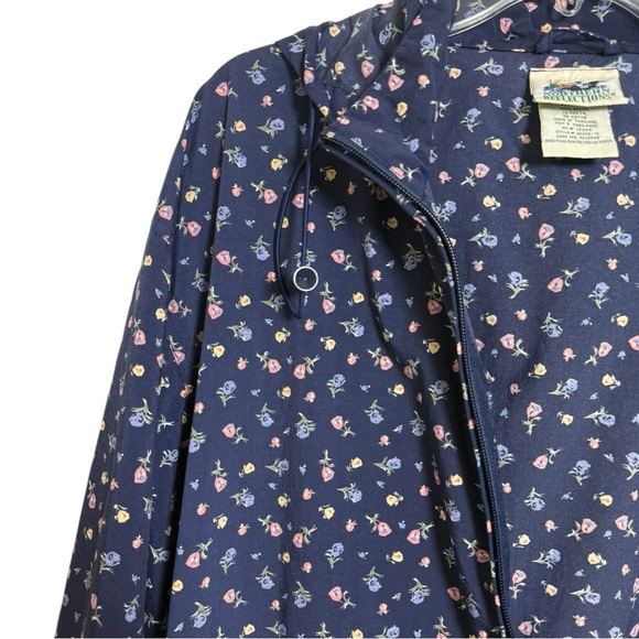 Vtg 90s Floral Wind Rain Jacket Coat Size XL Navy Blue Northern Reflections - Picture 7 of 9